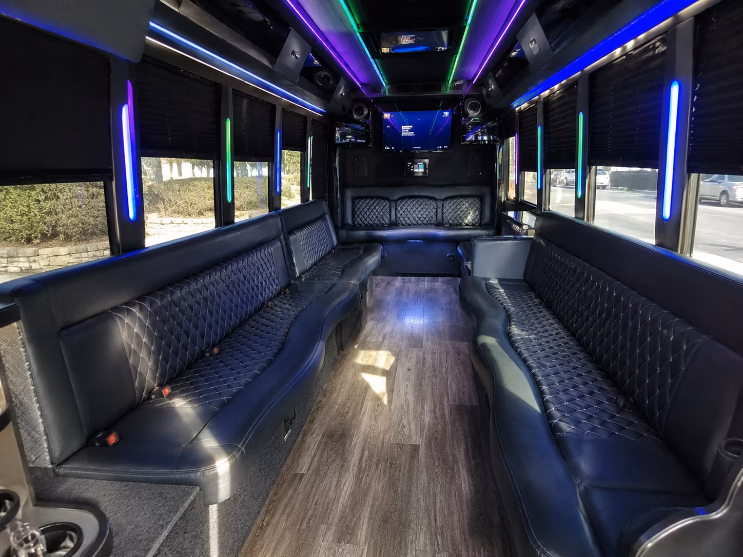 san jacinto 15 passenger party bus interior