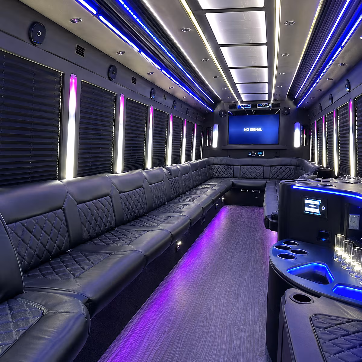 san jacinto 30 passenger party bus inside