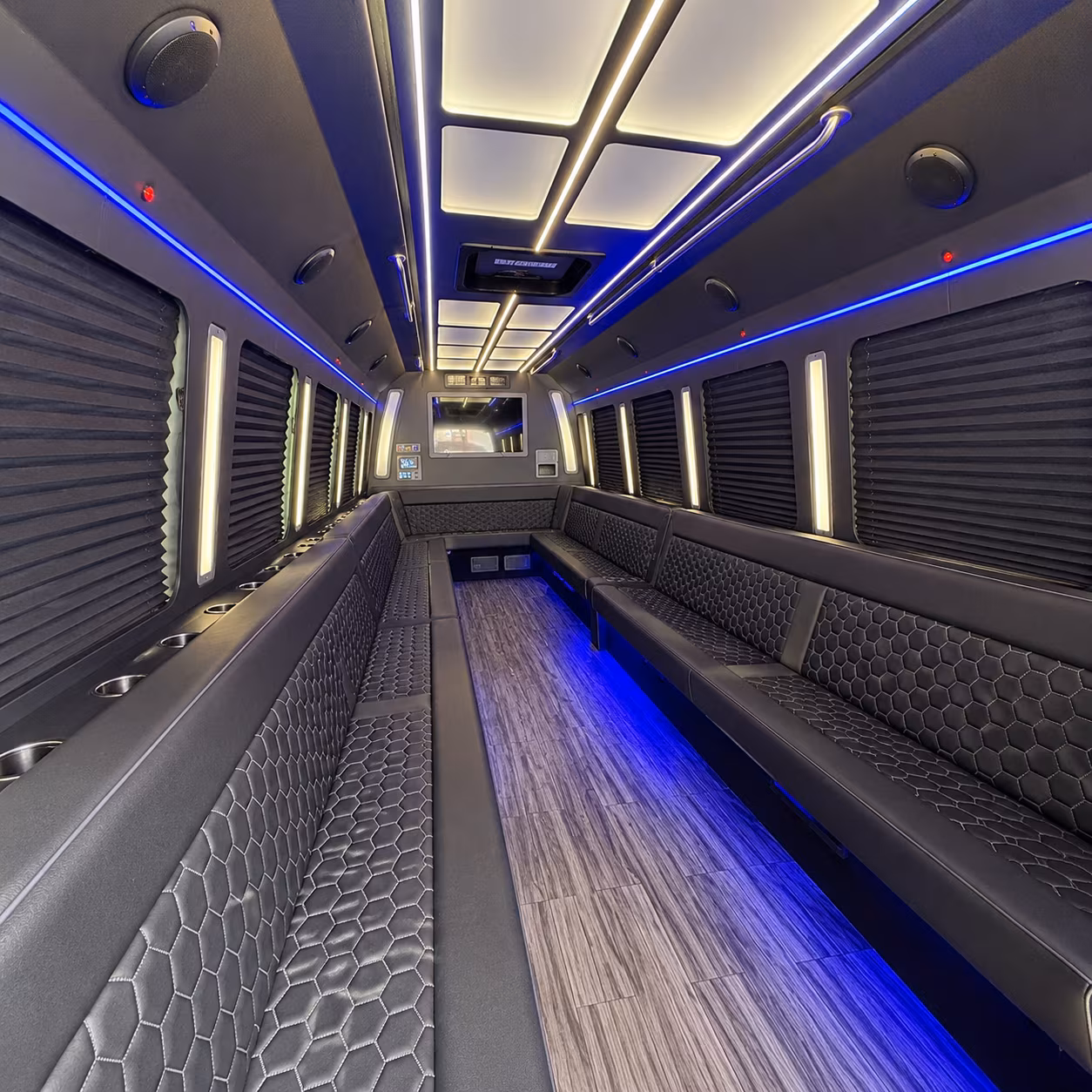 san jacinto 30 passenger party bus interior
