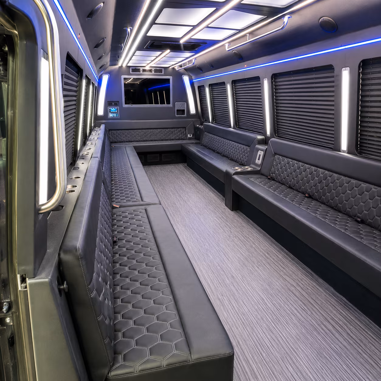 san jacinto 40 passenger party bus interior