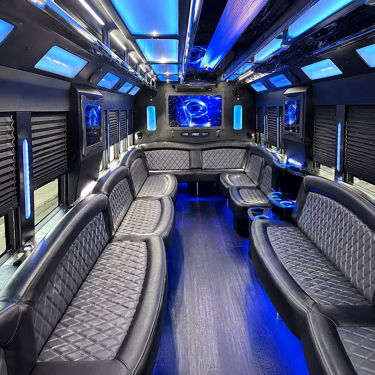 san jacinto 50 passenger party bus interior